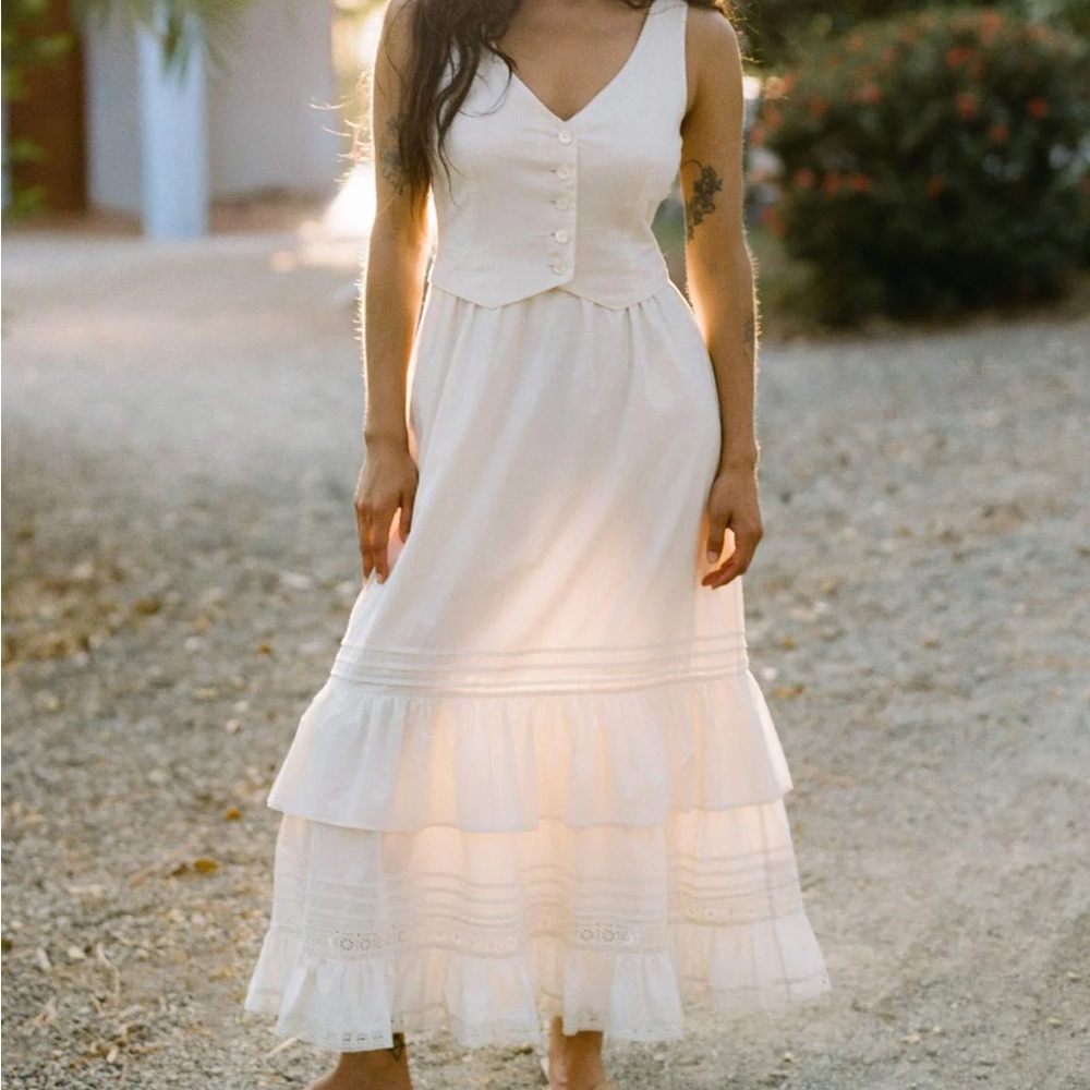 Christy Dawn Rafaella Midi Dress in Pearl Size Small